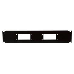 19" Rackblende aus Stahl 2 HE für 2x Harting 16-pol, schwarz 