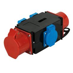Kompaktverteiler CEE 16A/400V > 1x 16A/400V + 3x Schuko 
