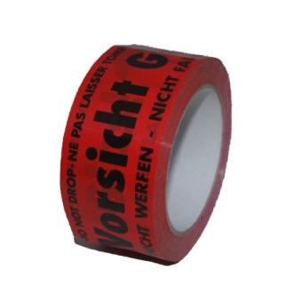 PVC Packband "Vorsicht Glas" 50mm x 66m, rot 